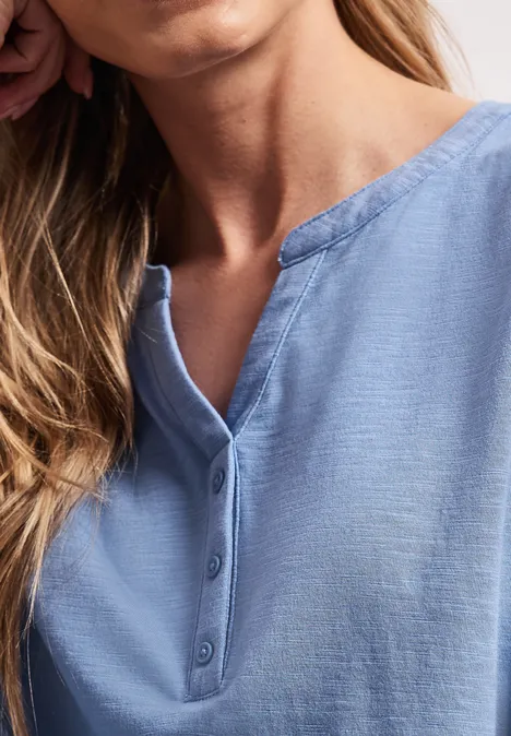 Chemise dropped shoulder avec col fendu drift blue