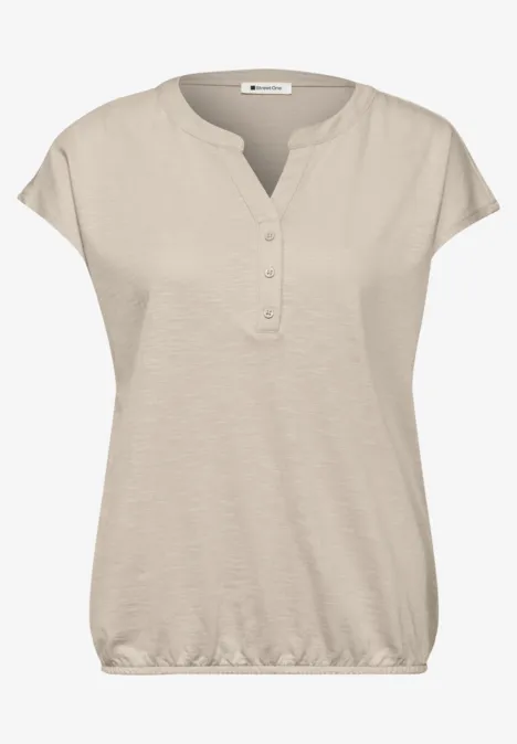 Dropped Shoulder Shirt mit Split Neck clay sand