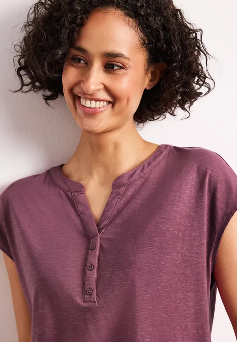 Dropped Shoulder Shirt mit Split Neck dark clouded blush