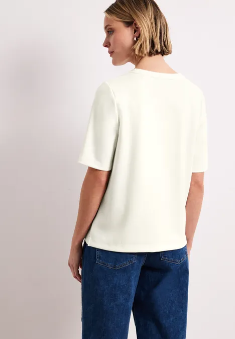 T-Shirt mit Rundhals und Deko-Detail off white