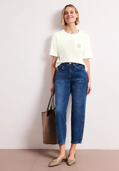 T-Shirt mit Rundhals und Deko-Detail off white