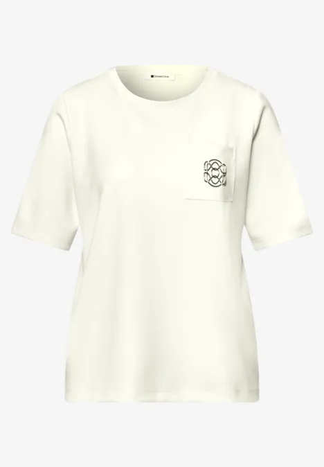 T-Shirt mit Rundhals und Deko-Detail off white