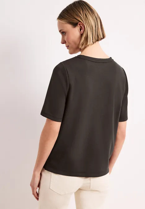 T-Shirt mit Rundhals und Deko-Detail espresso brown