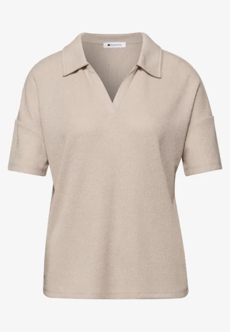 Polo à manches courtes en couleur unie clay sand
