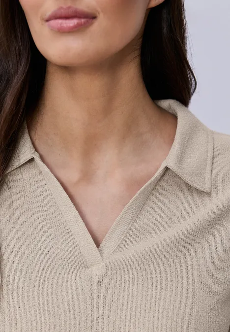 Polo à manches courtes en couleur unie clay sand