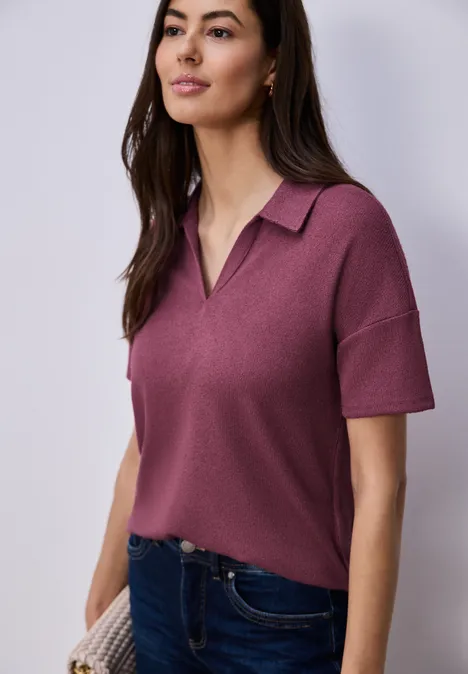 Kurzarm Poloshirt in Unifarbe dark clouded blush Kurzarm Poloshirt in Unifarbe dark clouded blush