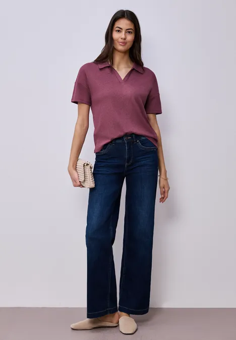 Kurzarm Poloshirt in Unifarbe dark clouded blush