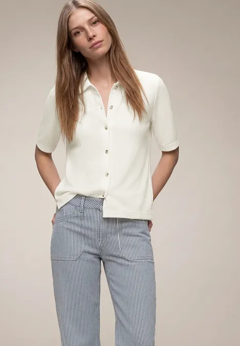Kurzarm Shirt mit Knopfleiste off white