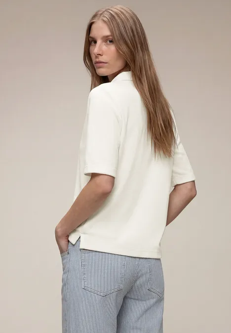 Koszula z krótkim rękawem i listwą guzikową off white