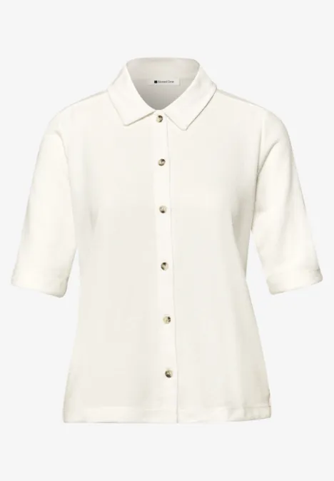 Koszula z krótkim rękawem i listwą guzikową off white
