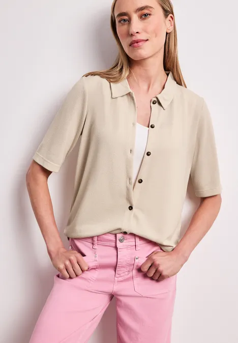 Shirt met korte mouwen en knoopsluiting moonstone sand