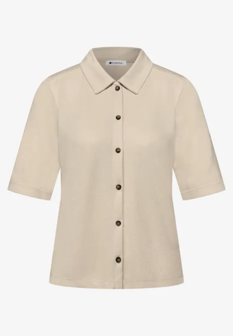 T-shirt à manches courtes avec patte de boutonnage moonstone sand