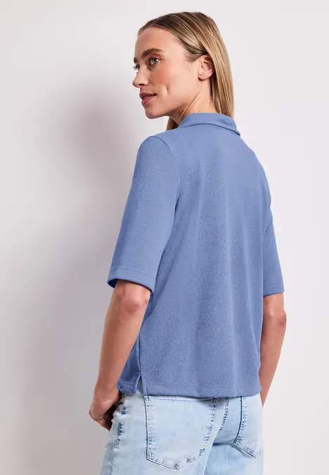 T-shirt à manches courtes avec patte de boutonnage drift blue