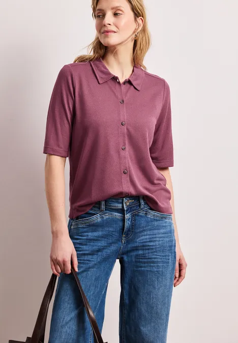 T-shirt à manches courtes avec patte de boutonnage dark clouded blush