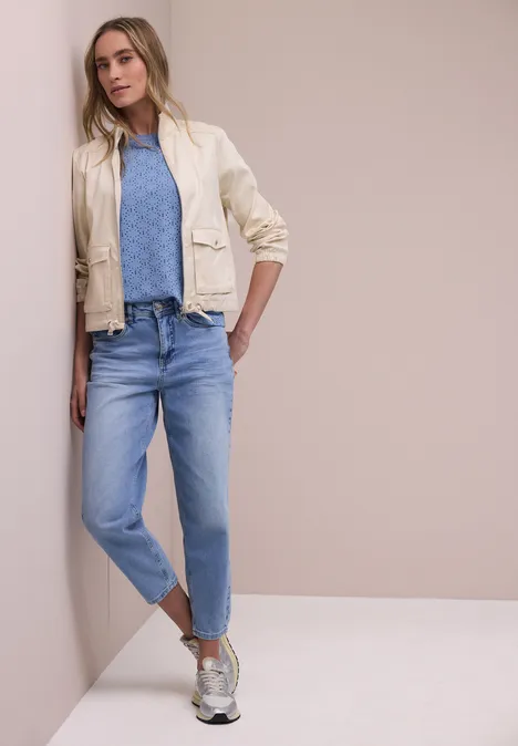 T-shirt à manches courtes et col rond en dentelle drift blue