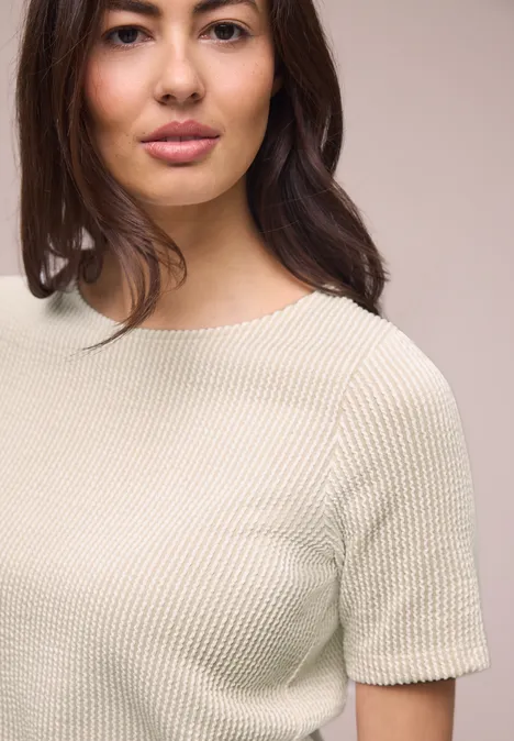 T-shirt à manches courtes avec rayures structurées clay sand