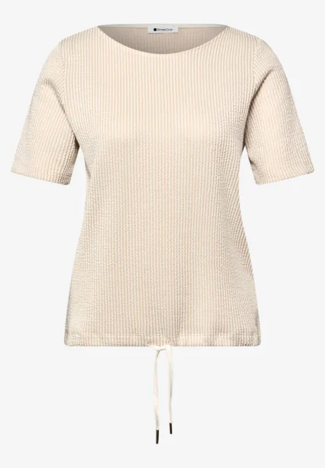 T-shirt à manches courtes avec rayures structurées clay sand