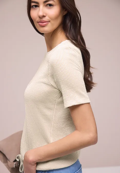 T-shirt à manches courtes avec rayures structurées clay sand