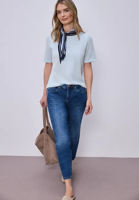 T-shirt à manches courtes avec rayures structurées calm blue