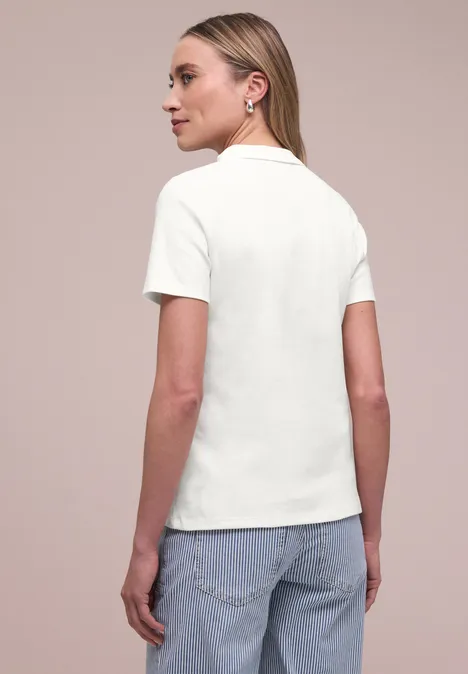 Kurzarm Poloshirt in Rippstruktur off white Kurzarm Poloshirt in Rippstruktur off white
