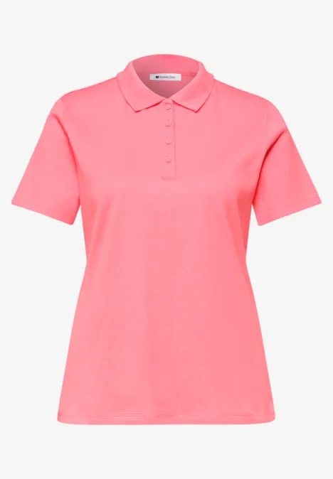 Poloshirt met korte mouwen en geribde structuur striking coral