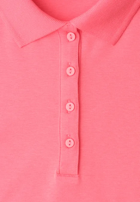 Poloshirt met korte mouwen en geribde structuur striking coral