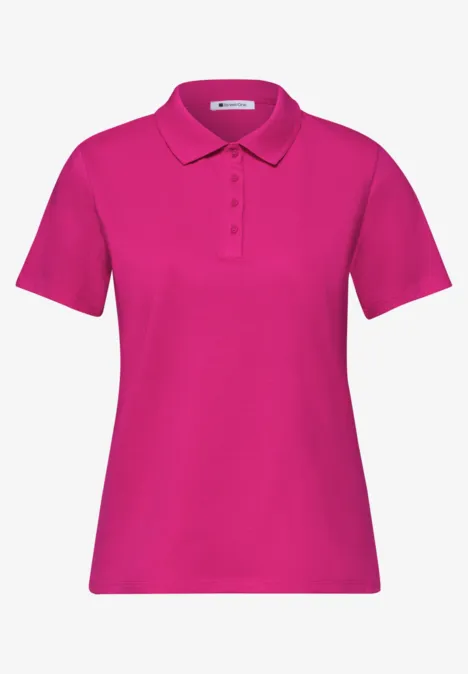 Kurzarm Poloshirt in Rippstruktur magenta dream Kurzarm Poloshirt in Rippstruktur magenta dream