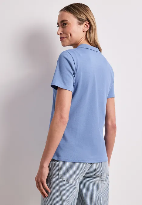 Kurzarm Poloshirt in Rippstruktur drift blue Kurzarm Poloshirt in Rippstruktur drift blue