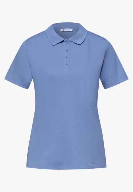 Kurzarm Poloshirt in Rippstruktur drift blue Kurzarm Poloshirt in Rippstruktur drift blue