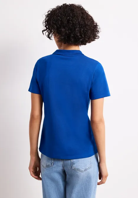 Poloshirt met korte mouwen en geribde structuur amparo blue