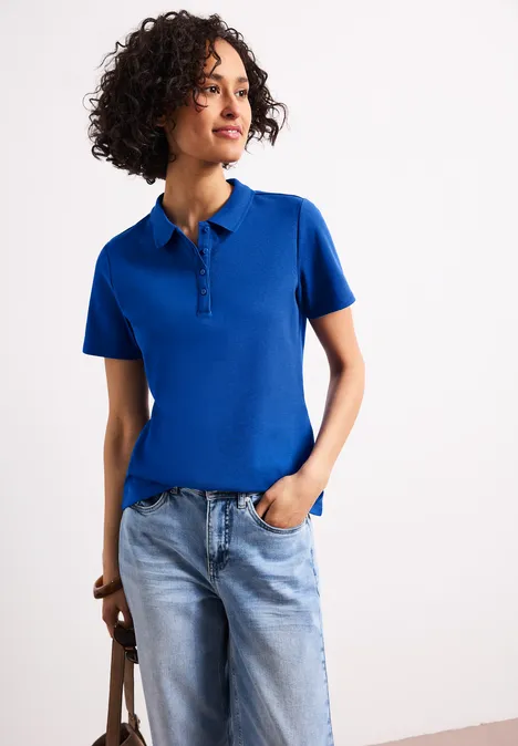 Poloshirt met korte mouwen en geribde structuur amparo blue