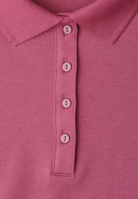Poloshirt met korte mouwen en geribde structuur dark clouded blush