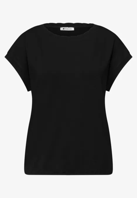 T-Shirt mit Rundhals und Deko-Tape Black