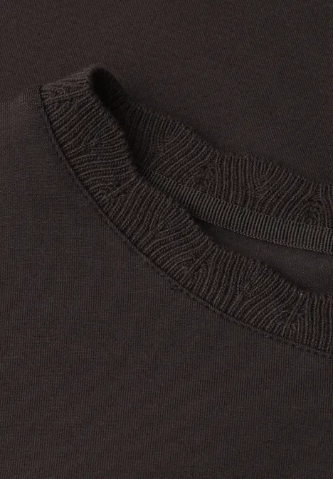 Koszulka z okrągłym dekoltem i ozdobną taśmą espresso brown