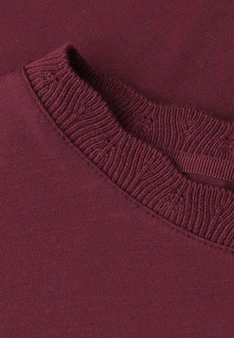 T-shirt à col rond avec bande décorative truffle red