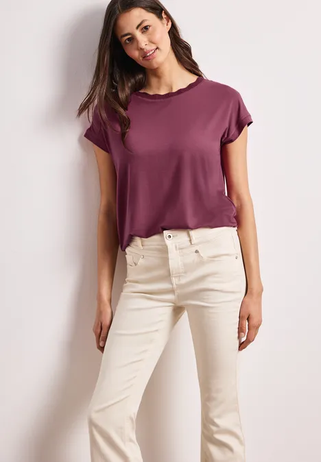 T-shirt à col rond avec bande décorative dark clouded blush