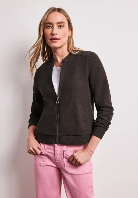 Blouson mit Zipper und Struktur espresso brown
