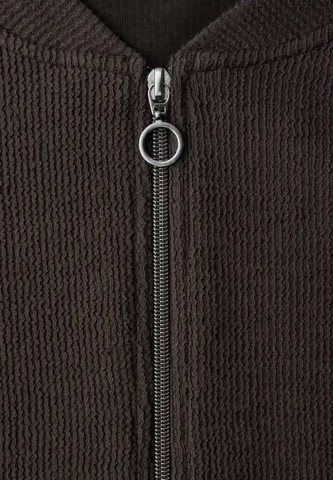 Blouson avec fermeture éclair et structure espresso brown