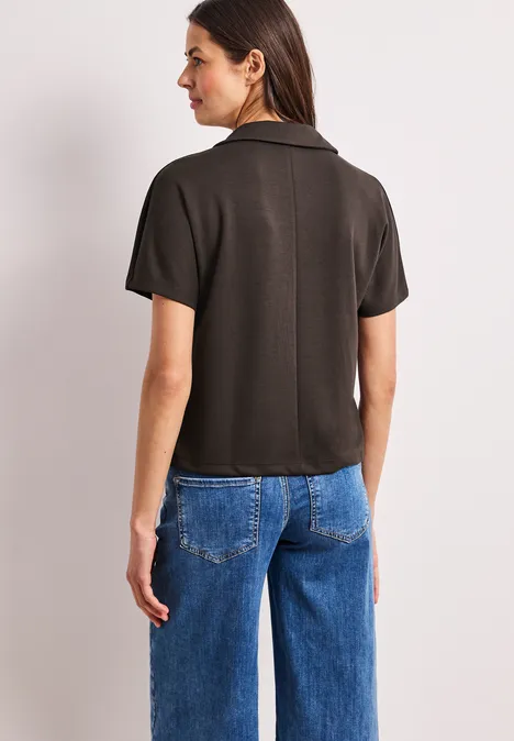 Kurzarm Poloshirt mit Glitzer espresso brown