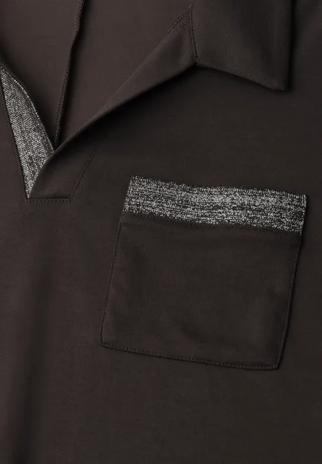 Kurzarm Poloshirt mit Glitzer espresso brown