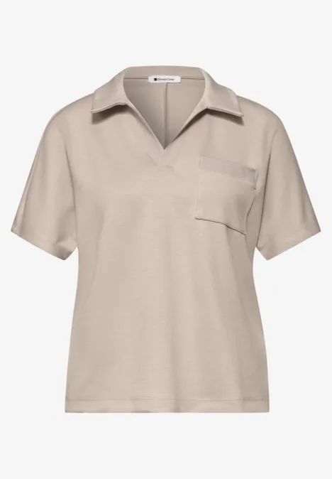 Kurzarm Poloshirt mit Glitzer clay sand