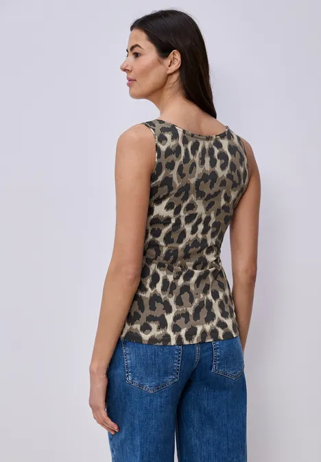 Basic Top mit Rundhals im Leo-Muster timeless beige