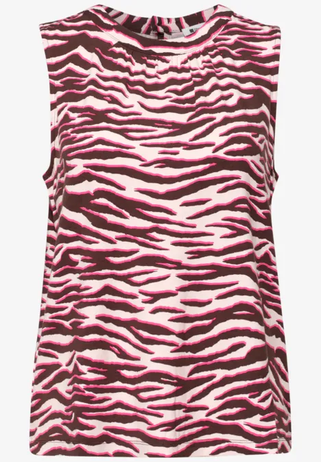 Ärmelloses Top mit pink-schwarzem Zebra-Muster