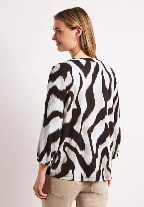 Shirt mit Split Neck und Strukturmix espresso brown