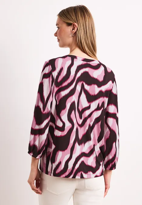 Shirt mit Split Neck und Strukturmix clouded blush