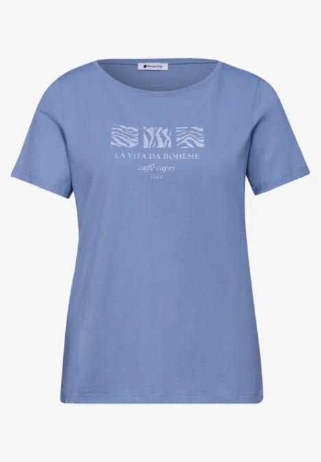 Koszulka Basic z okrągłym dekoltem i nadrukiem drift blue