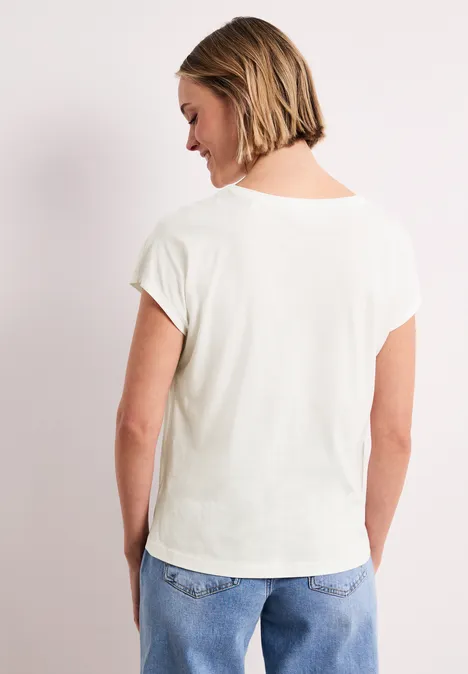 Dropped Shoulder Shirt mit Frontprint off white