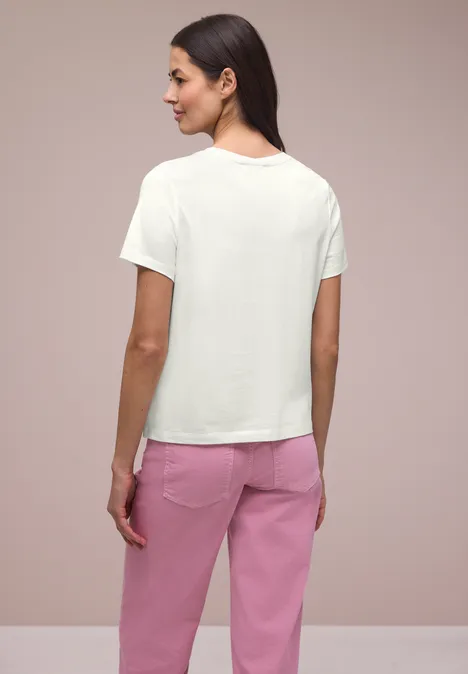 T-Shirt mit Rundhals und Herzdetail off white