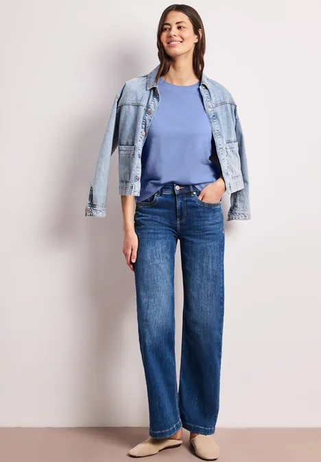 T-Shirt mit Rundhals und Herzdetail drift blue