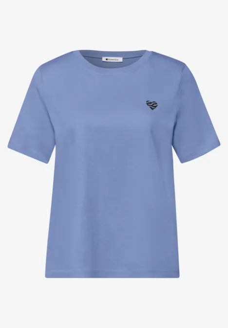 T-Shirt mit Rundhals und Herzdetail drift blue